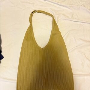 Ribbed Halter Top in Mustard Yellow